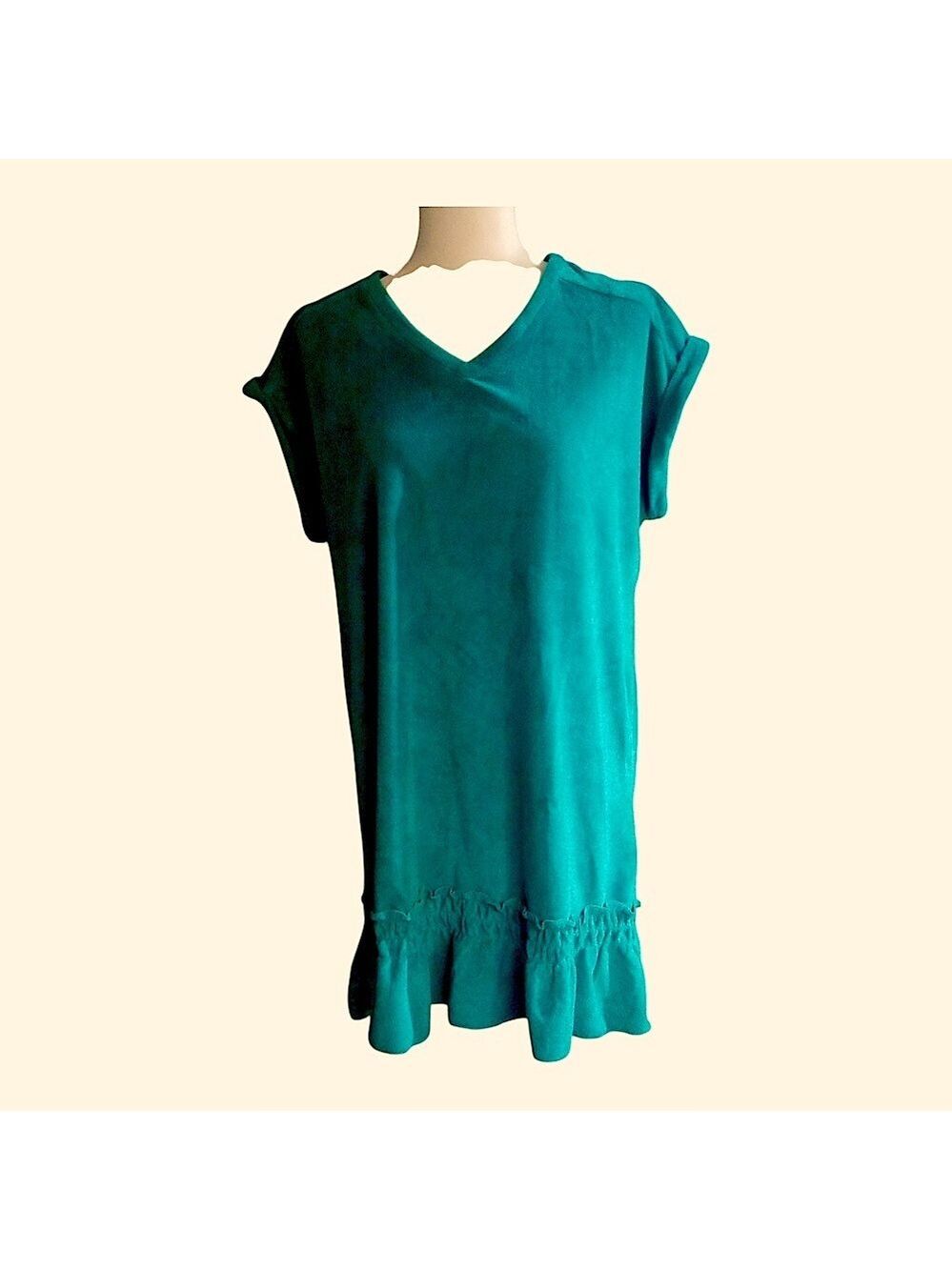 Muk Luks Vintage Terry V-Neck Short Sleeve Tier Dress/Cover Up